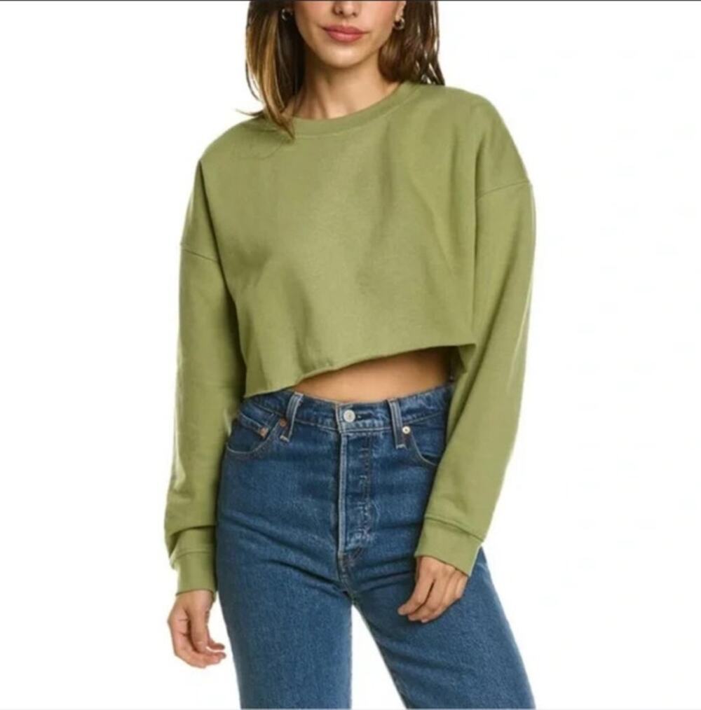 WeWoreWhat Green Cropped Boxy Pullover Sweatshirt Women's Large